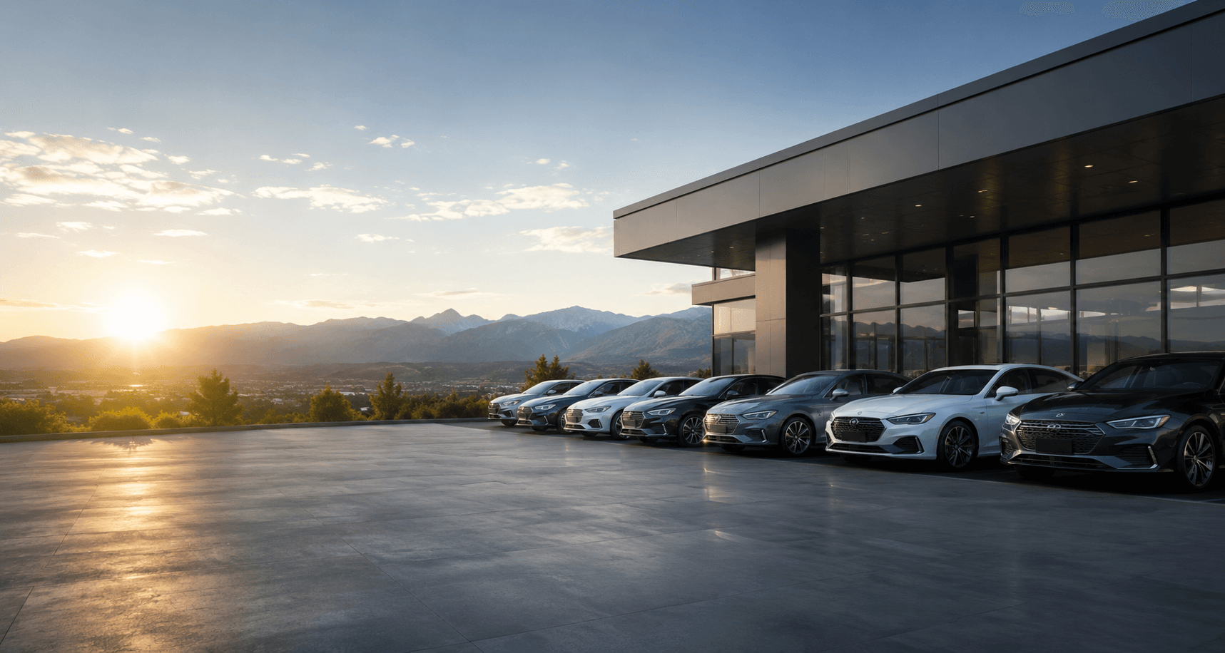 Canada Bank Seized Vehicles dealership lineup at sunset
